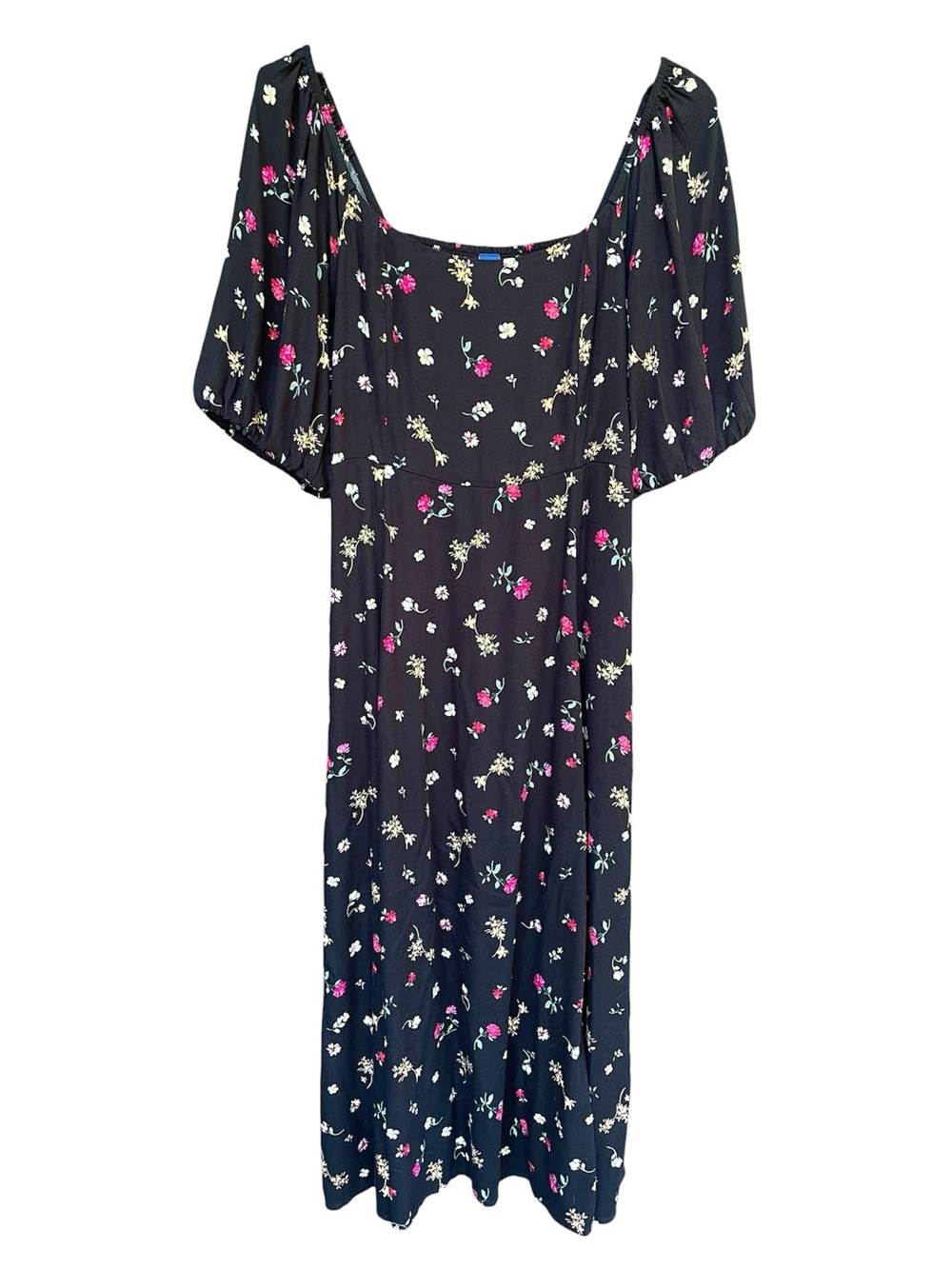 Old Navy Black Maxi Dress with Pink and Cream Floral Print